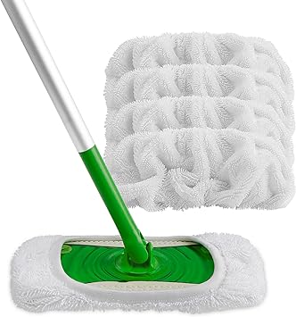 AIDEA Reusable Microfibre Mop Refill Pads Compatible with Flash Speedmop-Washable Wet Pad Refills for Wet & Dry Use,Floor Cleaning Mop Head Pads Refills for Household Cleaning,Pack of 4