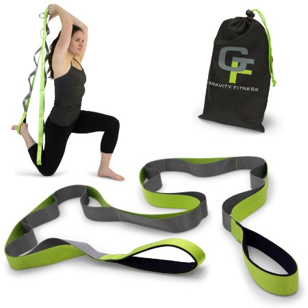 Gravity Fitness Stretching Strap Premium Quality Multi-loop Stretch Out Strap Neoprene Padded Handles 12 Loops 15 W x 8 L