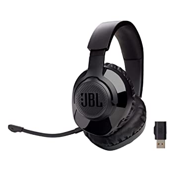 JBL Free WFH Wireless, Over Ear Headset with Detachable Voice-Focus Noise Cancelling Mic, Lossless & Low-lag 2.4GHz USB Dongle for Work from Home, Conference Calls, Online Learning & Teaching (Black)