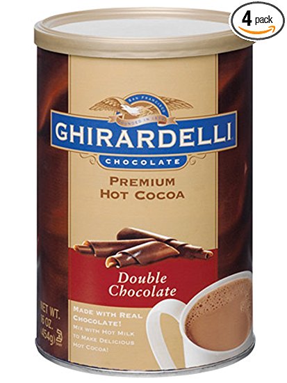 Ghirardelli Chocolate Premium Hot Cocoa Mix, Double Chocolate, 16-Ounce Tins (Pack of 4)