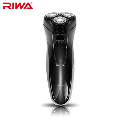 Riwa Electric Shaver Rechargeable Rotary Cordless Electric Shaving Razor Wet and Dry for Men - Black