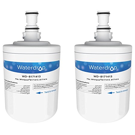 Waterdrop Refrigerator Water Filter Replacement for Whirlpool 8171413, 8171414, EDR8D1, Kenmore 46-9002, 2 Pack