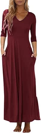 Maxi Dress for Women Casual Loose Beach Dresses with Pockets for 2024