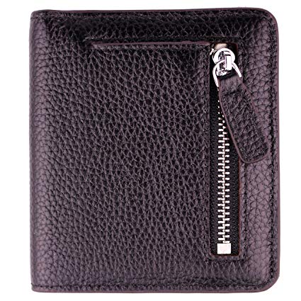 Women's RFID Blocking Small Genuine Leather Wallet Ladies Mini Card Case Purse
