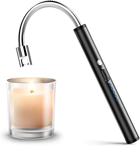 NganHing Candle Lighter Electric Arc Lighter with Extended Flexible Neck LED Display USB Rechargeable Flameless Lighter for Candle BBQ Cooking Camping Fireworks