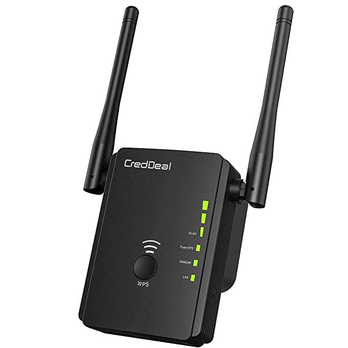 CredDeal 300Mbps WiFi Range Extender, Internet Signal Booster, Wireless Access Point with Ethernet Antennas and Ports, Compatible with Alexa, Extends Wi-Fi to Smart Home & Alexa Device, Compact Design