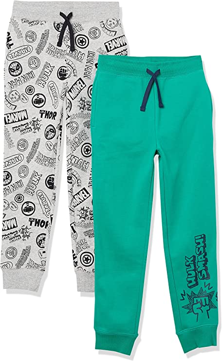 Spotted Zebra Disney | Marvel | Star Wars Boys and Toddlers' Fleece Jogger Sweatpants, Pack of 2