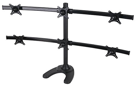 VIVO Hex LCD Monitor Stand, Desk Mount, Free Standing with Optional bolt-through mount, Heavy Duty & Fully Adjustable 6 Screens up to 24 (STAND-V006F)