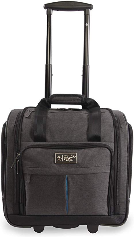 ORIGINAL PENGUIN Men's Ethan Wheeled Under The Seat Carry On Bag, Black Crosshatch