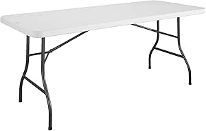 COSCO 6 Foot Blow Molded Folding Table, 6ft, White