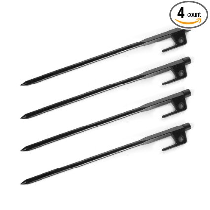 Tripmas Forged Steel Burly Tent Solid Stakes - Heavy Duty Tent Pegs with Electroplated Coating - Includes Nylon Pouch