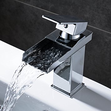 Rozin Waterfall Bathroom Basin Faucet Single Hole Deck Mounted Sink Mixing Tap Chrome Finish