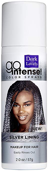 Temporary Hair Color by SoftSheen-Carson Dark and Lovely, Go Intense Color Sprays, Hair Color Spray for Instant and Ultra-vibrant Color even on Dark Hair, For Natural and Relaxed Hair, Silver Lining
