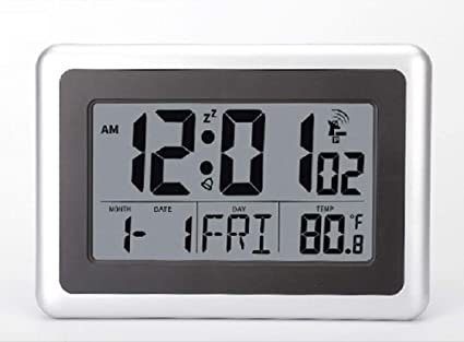 OCETS Atomic Digital Wall Clock, Autoset Desk Alarm Clocks with Temperature and Calendar, Battery Operated Digital Wall Clock Office Clock Large Display Desk Clock for Seniors, 4 Time Zone, Auto DST