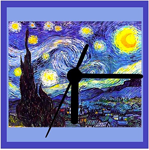 Van Gogh Clock, Starry Night, Battery Operated Clock, Metal Handcrafted, 2 Sizes Available, Desk Clock, Wall Clock, Includes Stand, Gift Boxed, Free Shipping