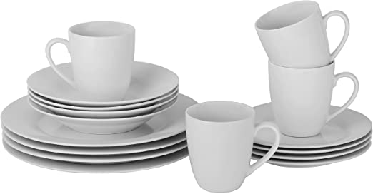 10 Strawberry Street Simply Round 16 Piece Dinnerware Set, White