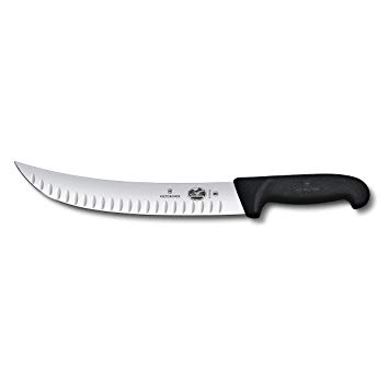 Victorinox Cutlery 10-Inch Curved Cimeter Knife, Granton Edge, Black Fibrox Handle