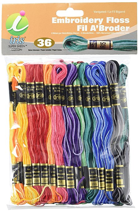 Iris 36-Pack Embroidery Floss Pack, 8m, Variegated Colors