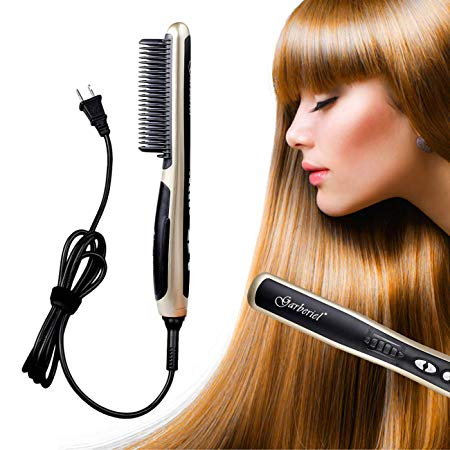 HeCloud UL Certified Safety Ceramic Hair Straightener Brush Hair straightener Comb 110V 33W
