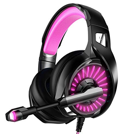 ONIKUMA Pro Gaming Headset【2019 Newest】 Xbox One Headset with 7.1 Surround Sound, Noise Canceling Over-Ear Headphones with Mic, Soft Memory Earmuff for PS4, PC, Xbox One Controller Nintendo Switch