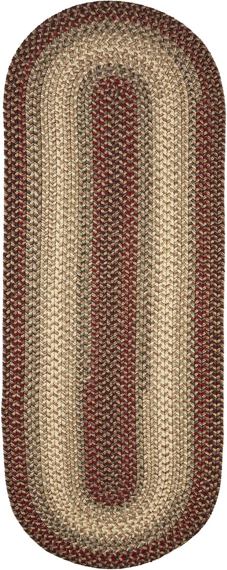 Super Area Rugs Oval 2X4 Red/Gray Braided Rug Hartford Primitive Decor Rug - Indoor Outdoor - 2' X 4' Runner Braided Rug Kitchen Rug - Hallway Rug