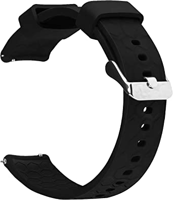 Watch Band/Strap for Pebble time Smartwatch Band Replacement Accessories with Metal Clasps Watch Strap/Wristband Silicone (Style2-Black)