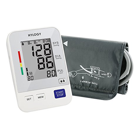 Blood Pressure Cuff Upper Arm Blood Pressure Monitor, HYLOGY Blood Pressure Machine FDA Approved BP Monitor with Adjustable Cuff 8.7-12.6 Inch and WHO Classification Indicator and Large LCD Screen