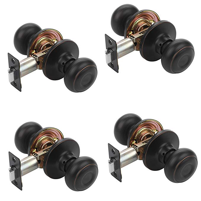 Dynasty Hardware SIE-82-12P Sierra Door Knob Passage Set, Aged Oil Rubbed Bronze, Contractor Pack (4 Pack)