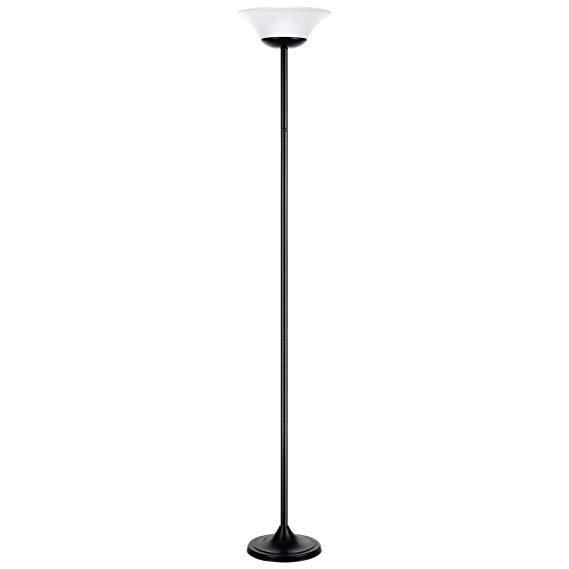 Globe Electric 72" 15W LED Integrated Floor Lamp, Matte Black Finish, White Frosted Shade, 12791