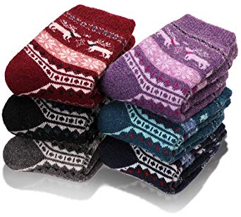 Kids Girls Boys Wool Socks Thick Warm Thermal For Kid Child Toddlers Cotton Winter Snowflake Socks 6 Pairs