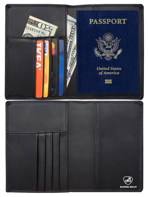 Chalier RFID Blocking Passport Wallet Holder Travel Case Cover Organizer