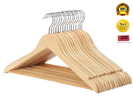 Paksh  Whitmor Multifunctional Natural Solid Wood Slim Suit Trousers and Coat Hangers Set of 16