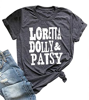 Loretta Dolly & Patsy T-Shirt Tops for Womens Teen Girls Funny Letter Graphic Tees Summer Short Sleeve Casual Blouse