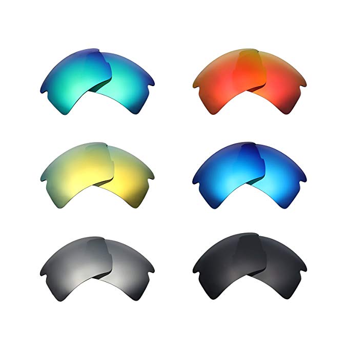 Mryok 6 Pair Polarized Replacement Lenses for Oakley Flak 2.0 XL Sunglass - Stealth Black/Fire Red/Ice Blue/Silver Titanium/Emerald Green/24K Gold