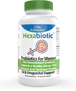 Dr. Formulas Nexabiotic Probiotics for Women with 50x Cranberry Concentrate - 50x Stronger than Regular Cranberries and Preforpro Prebiotic - Suppports Healthy Urinary Tract