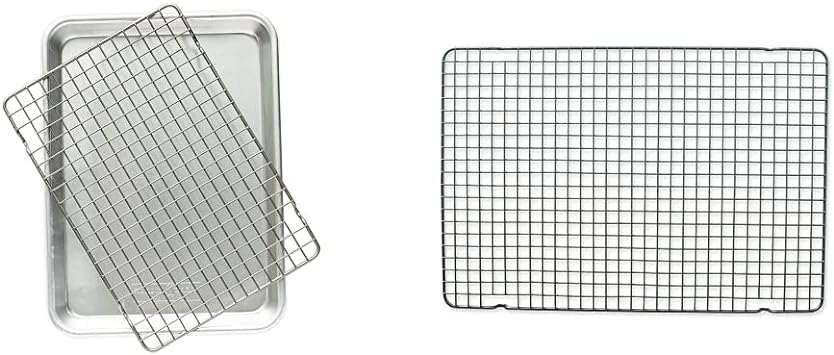 Nordic Ware Naturals® Quarter Sheet with Oven-Safe Nonstick Grid & 43343 Oven Safe Nonstick Baking & Cooling Grid (1/2 Sheet), One Size, Steel