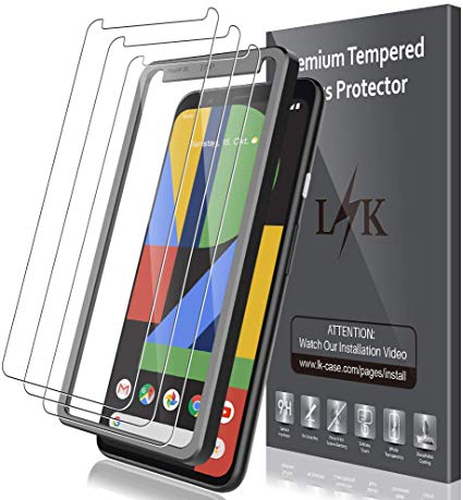 LK [3 Pack] Screen Protector for Google Pixel 4 XL Tempered Glass (Easy Frame Installation) 9H Hardness Anti-Scratch with Lifetime Replacement Warranty
