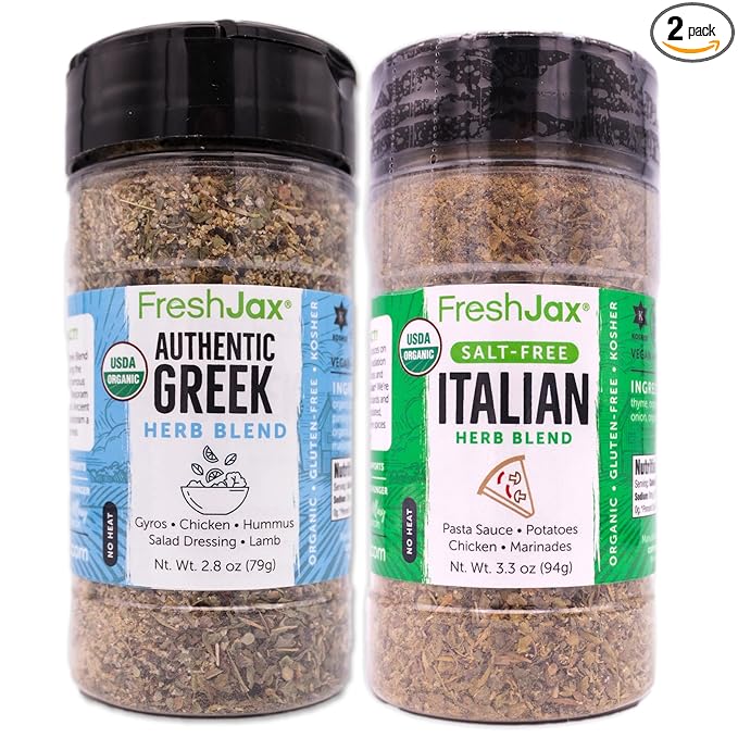 Organic Greek & Italian Seasonings FreshJax Large Bundle Gluten-Free Kosher Spices