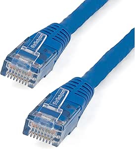 StarTech.com 6ft CAT6 Ethernet Cable - Blue CAT 6 Gigabit Ethernet Wire -650MHz 100W PoE   RJ45 UTP Molded Category 6 Network/Patch Cord w/Strain Relief/Fluke Tested UL/TIA Certified (C6PATCH6BL)