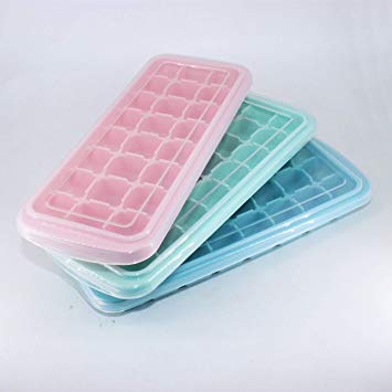 3 Pack Silicone Ice Cube Trays with Lid, Easy-Release Ice Cube Molds, 24 Cavities Small Square Ice Tray for Chilled Drinks, Whiskey & Cocktails