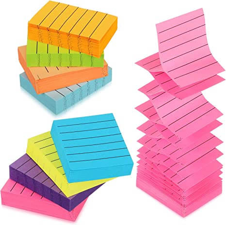 Pop Up Sticky Note Pads with Lined Sticky Notes Self Stick Cute Sticky Notes with Lines Paper Office Supplies Easy to Post and Clean Removal 800 Sheets (Rainbow Color, 1.5 x 2 Inch)