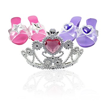 Little Princess Dress Up Tiara with Step In Shoes Fashion Beauty Set for Girls