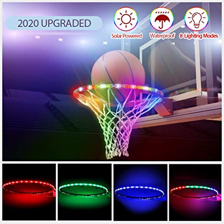 Innoo Tech LED Basketball Hoop Lights, Solar Powered Glow-in-The-Dark Basketball Rim Lights, Waterproof Super Bright Strip Lights with 8 Light Modes, Ideal for Playing Training Games at Night Outdoors