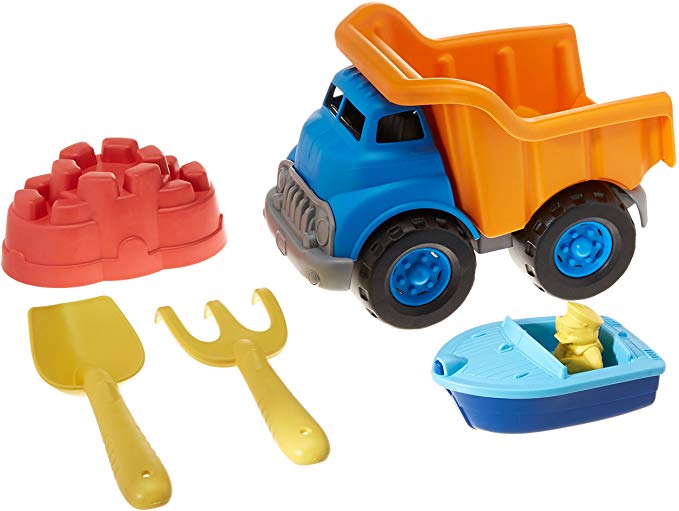 Green Toys Dump Truck with Sport Boat & Sand Toys