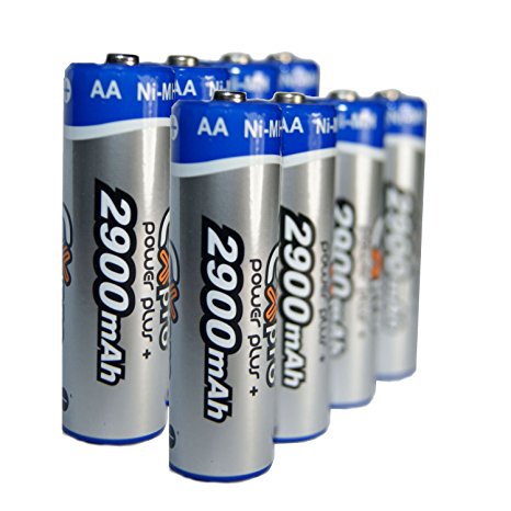Ex-Pro® [VALUE - 2 PACKS] Power Plus  Ultra High Capacity AA recharegable 2900mAh Batteries - Pack of 8 Batteries - specifically for High drain devices, Toys, Games, Consoles etc.. Long Lasting !