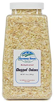 Harmony House Foods, Dried Onions, Chopped, 16 Ounce Quart Size Jar