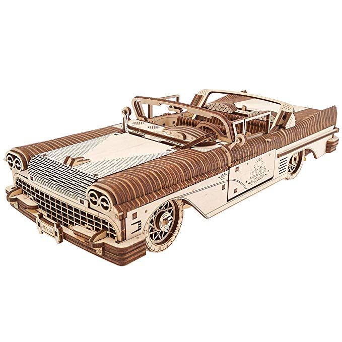 Dream Cabriolet VM-05 Mechanical Model Kit, Wooden 3D Car Puzzle for Self Assembling, Best Men Gift by Ugears