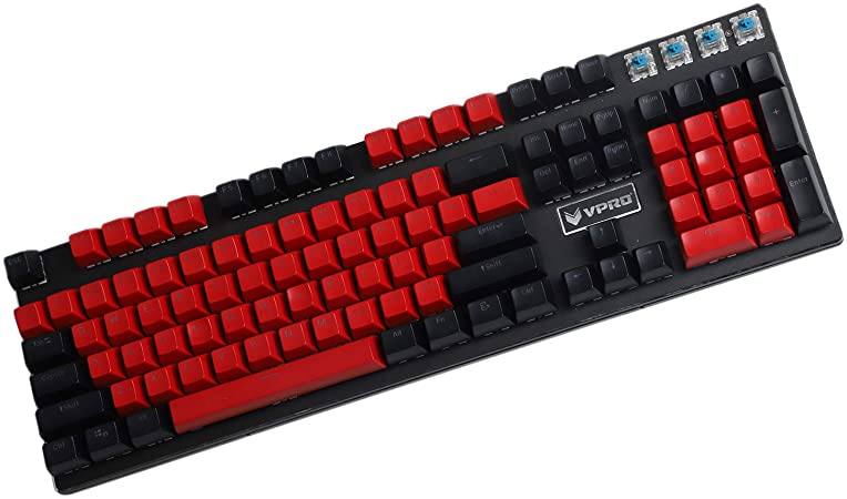 104 Key SA Profile Double Shot Shine Through PBT Ball Shape Keycaps Suitable for Standard MX 104 87 61 Keyboard (Red Black) (Only Keycap)