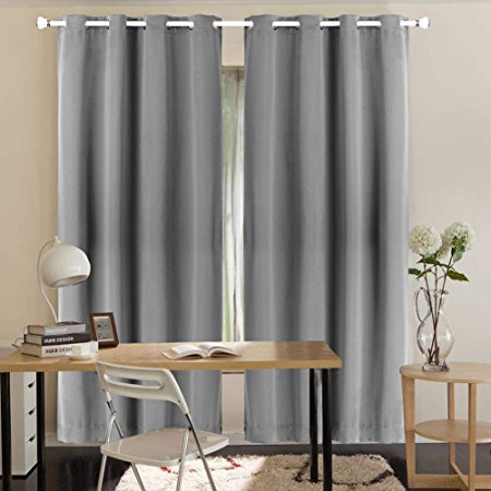 Blackout Curtains,Solid Thermal Insulated Grommet Blackout Curtain Panels Window Drapes for Bedroom,Room Darkening Energy Efficiency Window Treatment - W52 x L63 Inch,2 Panels, Light Grey