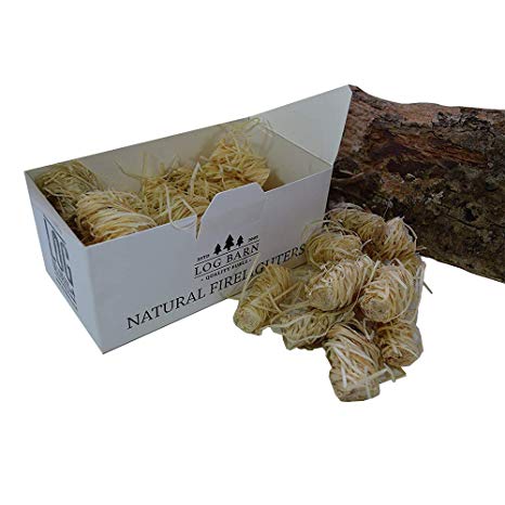 Natural Eco Wood Firelighters - 40 Wood Wool Flame Fire Starters Per Box. Great for Lighting Fires in Stoves, BBQ's, Pizza Ovens & Smokers